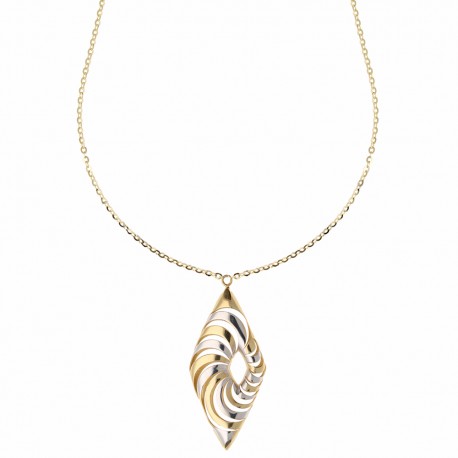 18 K žlté a biele zlato náhrdelník s kosoštvorcom pre ženy