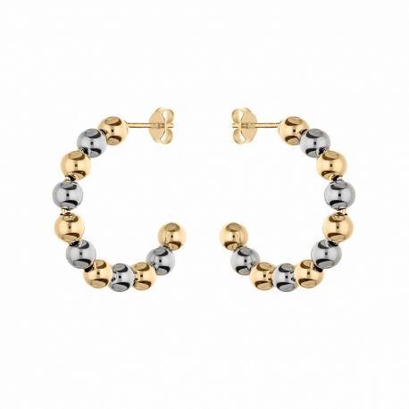 Boucles d'oreilles lobe en or jaune et blanc 18 carats pour femme