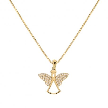 Collana in oro giallo 18 Kt 750/1000 con pendente a forma di angelo da donna