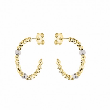 White and Yellow Gold 18k Shiny and Diamond-cut Woman Earrings