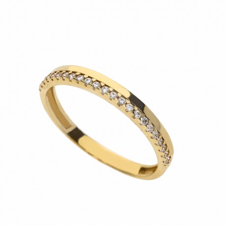 Dámský prsten ze žlutého 18K žlutého zlata s bílými zirkony