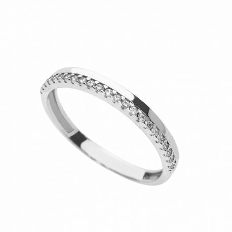 18K White Gold Half Band Sormus valkoisilla zirkoneilla naisille