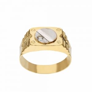 Herrering i 18k gult og...