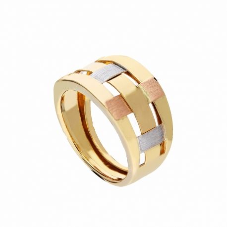 Anel em ouro branco, amarelo e rosa 18K para mulheres