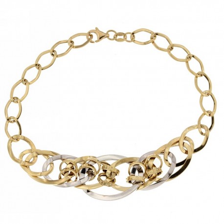 Yellow and white gold 18k 750/1000 progressive chain woman bracelet