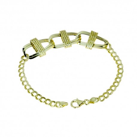 Bracelet en or jaune 18 carats poli et taille diamant pour femme
