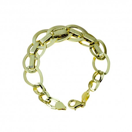 Yellow Gold 18k Shiny and Diamond-cut Women Bracelet