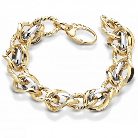 Yellow and White Gold 18k Link Chain Women Bracelet
