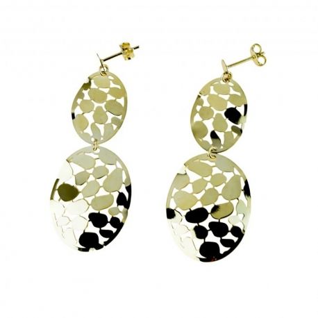 Boucles d'oreilles pendantes percées en or jaune 18 carats pour femme