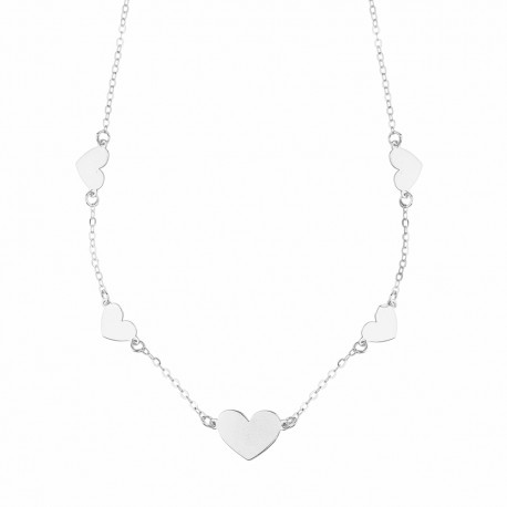 18K vitguld halsband med hjärtan för kvinnor