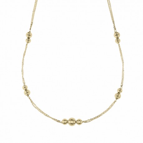 Collar de Oro Amarillo de 18K con Esferas de Diamantes para Mujer