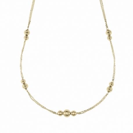 Collier en or jaune 18 carats avec sphères de diamants pour femme