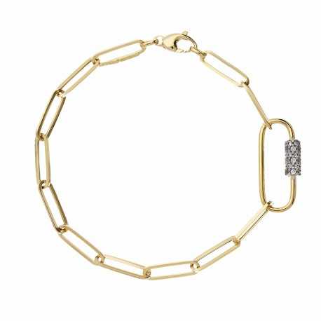 Bracelet chaîne en or jaune 18 ct avec insert en zircone blanche pour femme