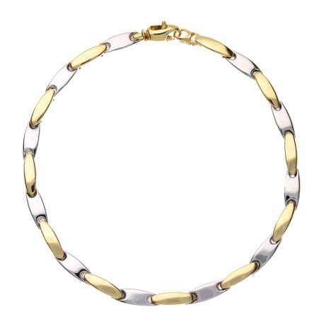 Pulseira masculina em ouro amarelo e branco 18K