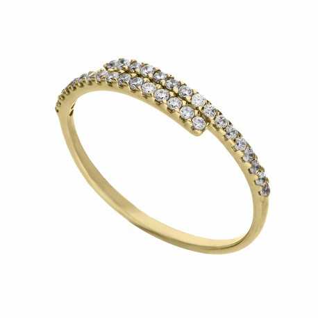 Contrariè 18K geltono aukso žiedas su baltais cirkoniais moterims