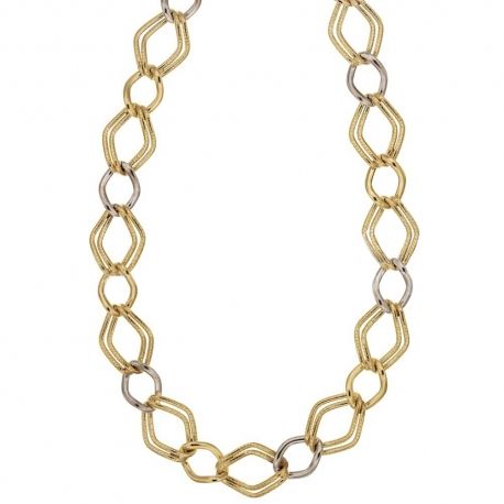 Damhalsband i 18K gult och vitt guld 750/1000 alternerande romblänkar