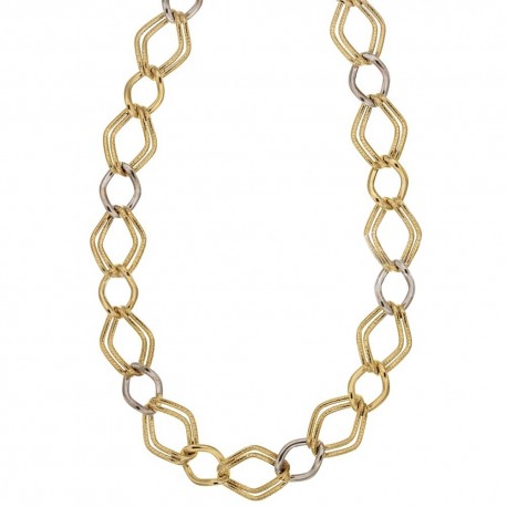 Yellow and white gold 18k 750/1000 rhombus type chain woman necklace