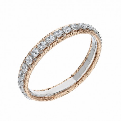 White and Rose Gold 18k with White Cubic Zirconia Woman Ring