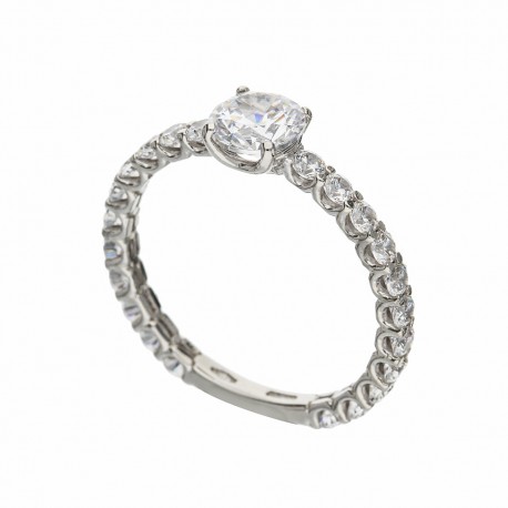 White Gold 18k with White Cubic Zirconia Woman Ring