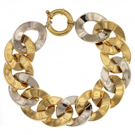 Bracelet en or jaune et blanc 18 Kt 750/1000, modèle grumetta pour femme