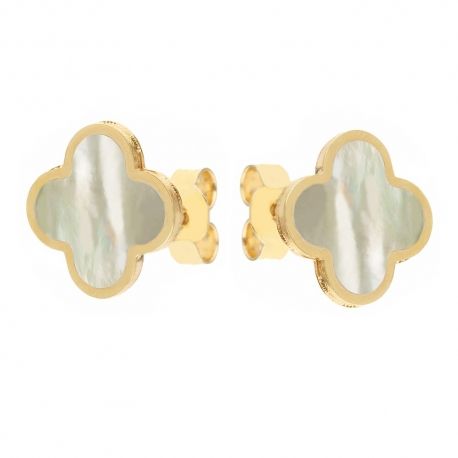 Pendientes trébol de cuatro hojas para mujer en oro amarillo de 18 quilates