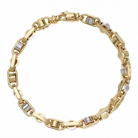 Bracelet chaîne en or jaune et blanc 18 carats pour homme
