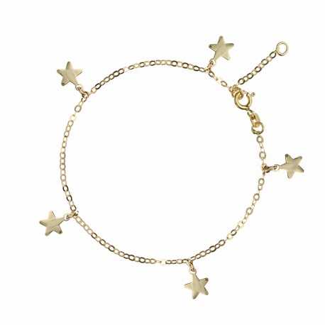 18K gult guld armband med hänge stjärnor för kvinnor