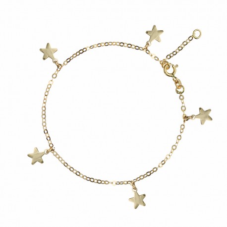 Bracelet en or jaune 18 carats avec pendentif étoiles pour femme