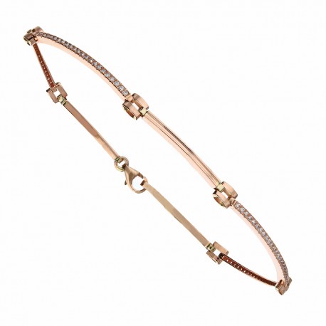 Bracelet en or rose 18 carats avec zircons blancs