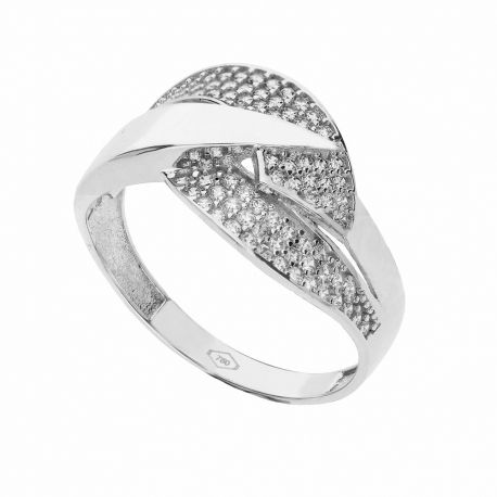 Pavè-sormus 18&nbsp;K valkokulta valkoisilla zirkoneilla naisille