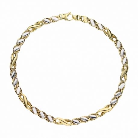 Yellow and White Gold 18 Kt 7500/1000 Link Chain Man Bracelet
