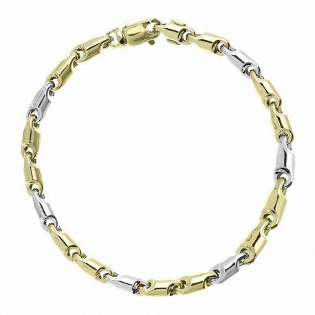 Bracciale in Oro Giallo e Bianco 18 Carati a Catena da Uomo