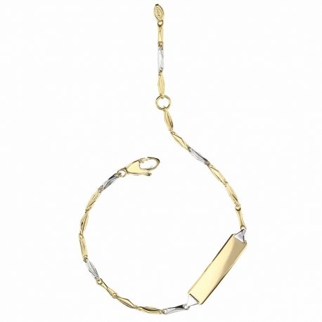 18 Kt sárga és fehér arany karkötő Gyermek plakettel