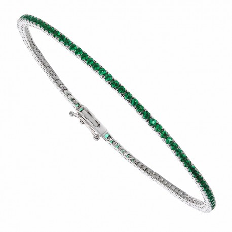 White Gold 18 Kt with Green Cubic Zirconia Tennis Bracelet