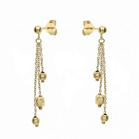 Brincos pendentes em ouro amarelo 18K com elementos de diamante para mulheres