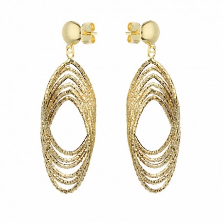 18 K sárga arany medál fülbevaló gyémánt elemekkel nőknek