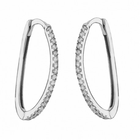 White Gold 18k with White Cubic Zirconia Circle Woman Earrings