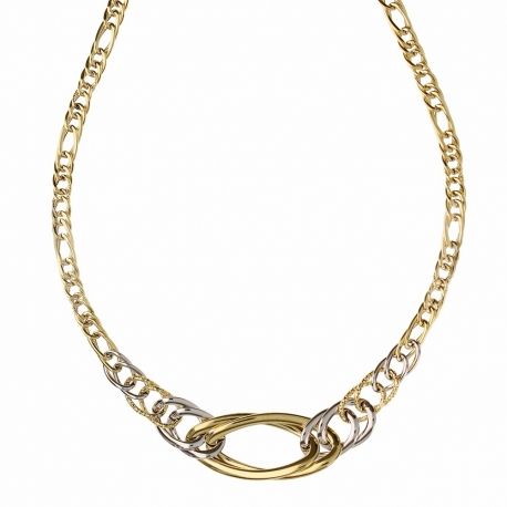 Colar feminino com corrente de ouro amarelo e branco 18K