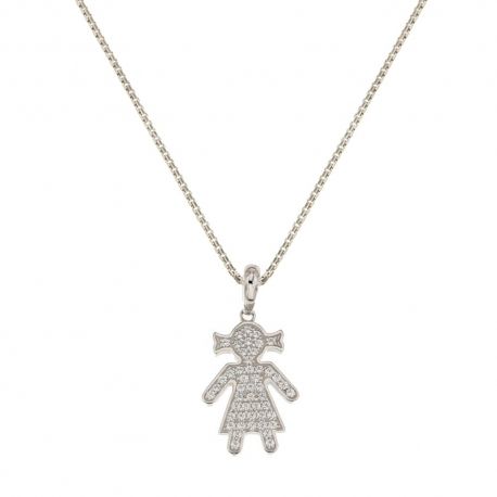 Halskette aus 18 Kt 750/1000 Weißgold mit Anhänger in Form eines kleinen Mädchens