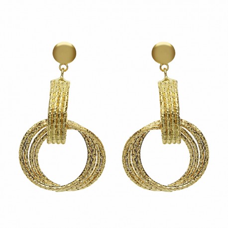 Yellow Gold 18k Diamond cut Woman Earrings