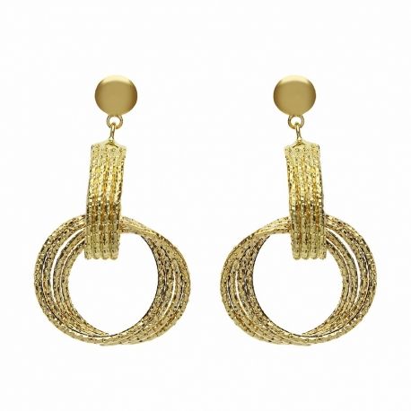 Yellow Gold 18k Diamond cut Woman Earrings