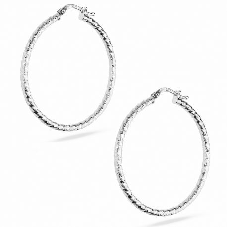Brincos de argola em ouro branco 18K para mulheres