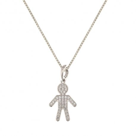 Collier en Or blanc 18 Kt 750/1000 avec pendentif en forme d'enfant