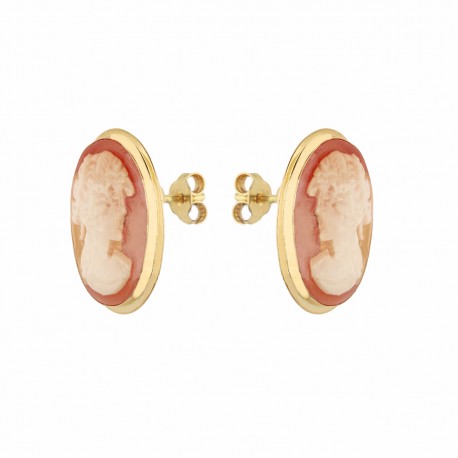 Yellow Gold 18k with Cammeo Woman Earrings