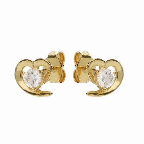 Yellow Gold 18k with White Cubic Zirconia Woman Earrings