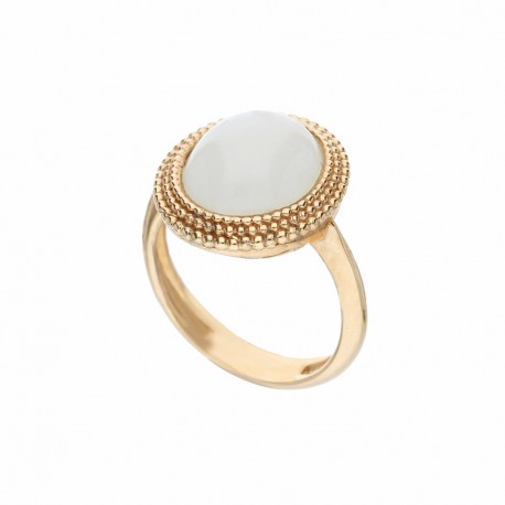 18K roségouden ring naaktmodel met witte steen voor dames