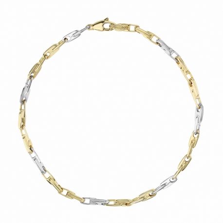Pulseira masculina em ouro amarelo e branco 18K