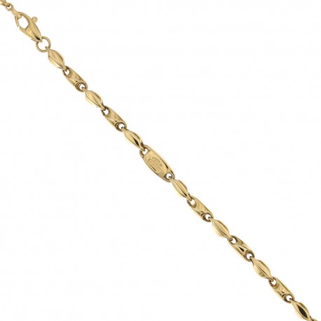 Bracelet chaîne creuse en or jaune 18 Kt 750/1000, finition polie, modèle tubulaire pour homme