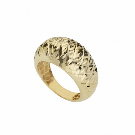 18K žlté zlato leštený a diamantový prsteň pre ženy