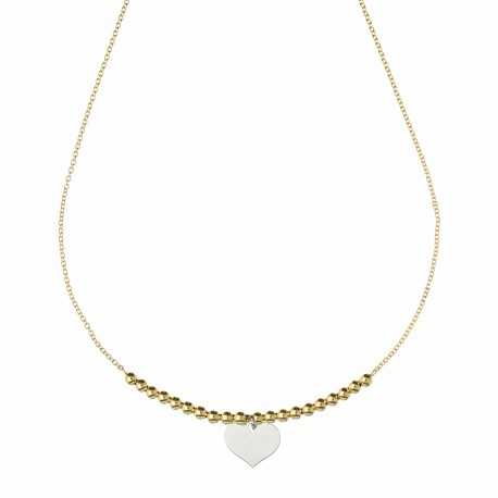 18 K žlté a biele zlato srdce náhrdelník pre ženy